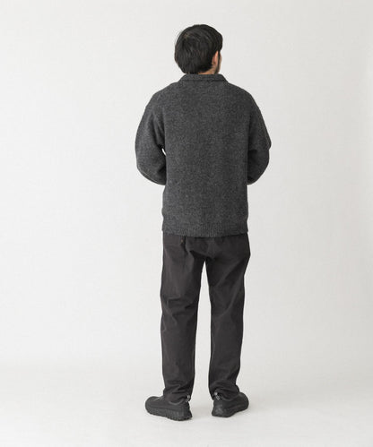 毛絨針織翻領套頭衫