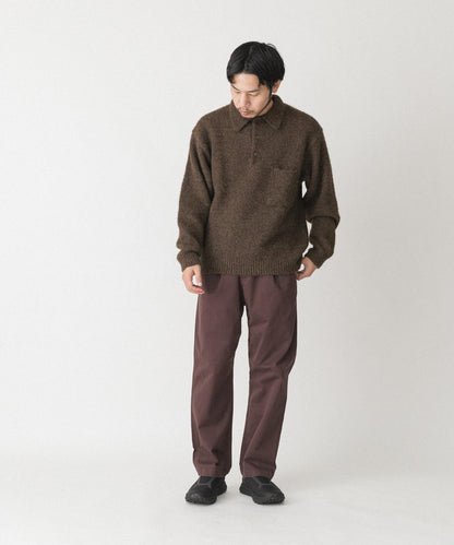 毛絨針織翻領套頭衫