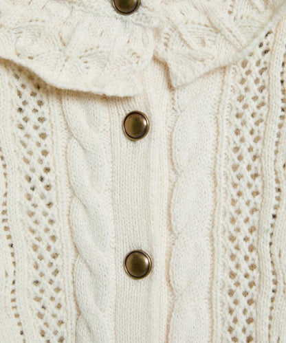 帶領鉤針編織風格針織開衫