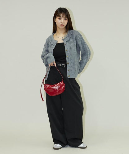 帶領鉤針編織風格針織開衫