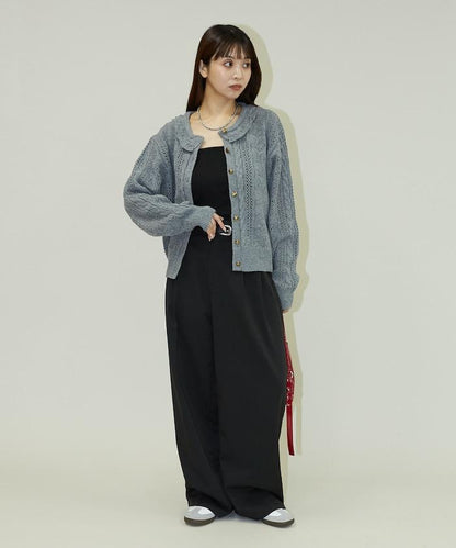 帶領鉤針編織風格針織開衫