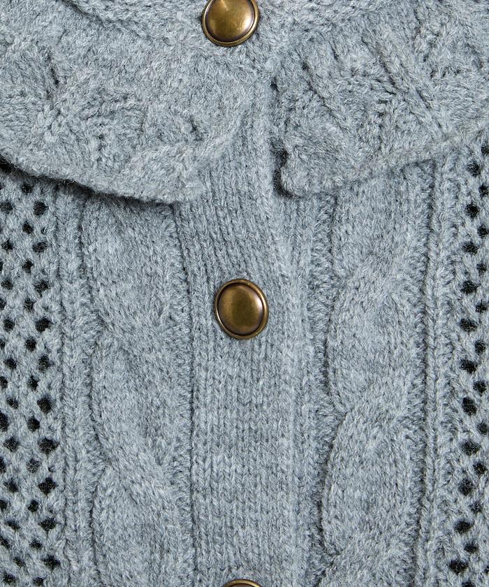 帶領鉤針編織風格針織開衫