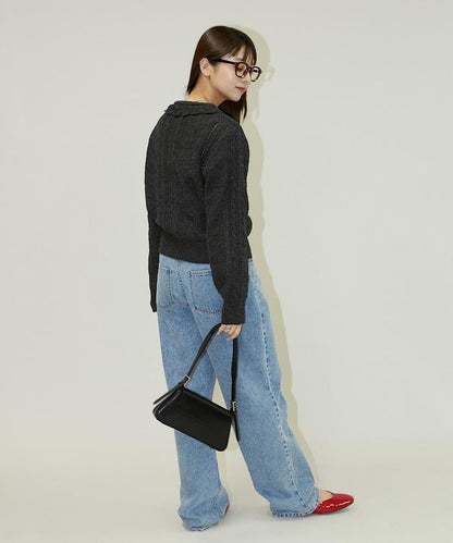 帶領鉤針編織風格針織開衫