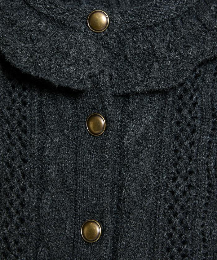 帶領鉤針編織風格針織開衫