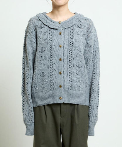 帶領鉤針編織風格針織開衫