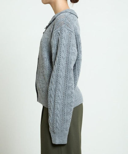 帶領鉤針編織風格針織開衫