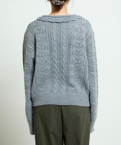 帶領鉤針編織風格針織開衫