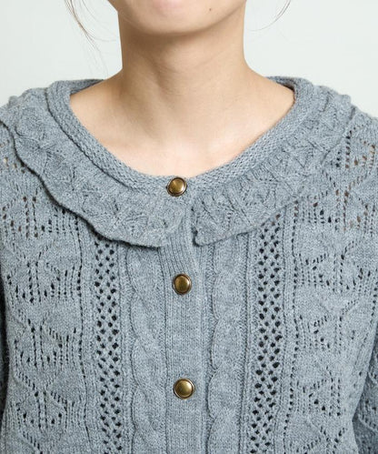帶領鉤針編織風格針織開衫