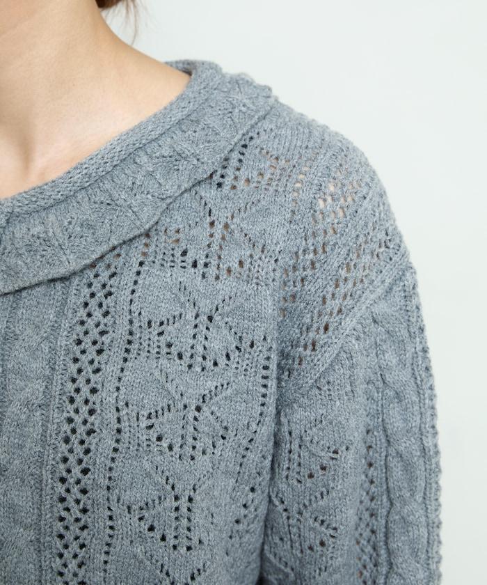 帶領鉤針編織風格針織開衫