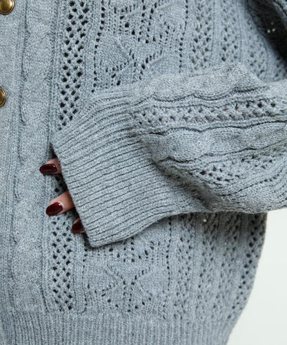 帶領鉤針編織風格針織開衫