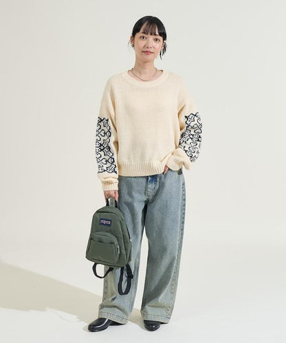 四葉草圖案短款針織衫