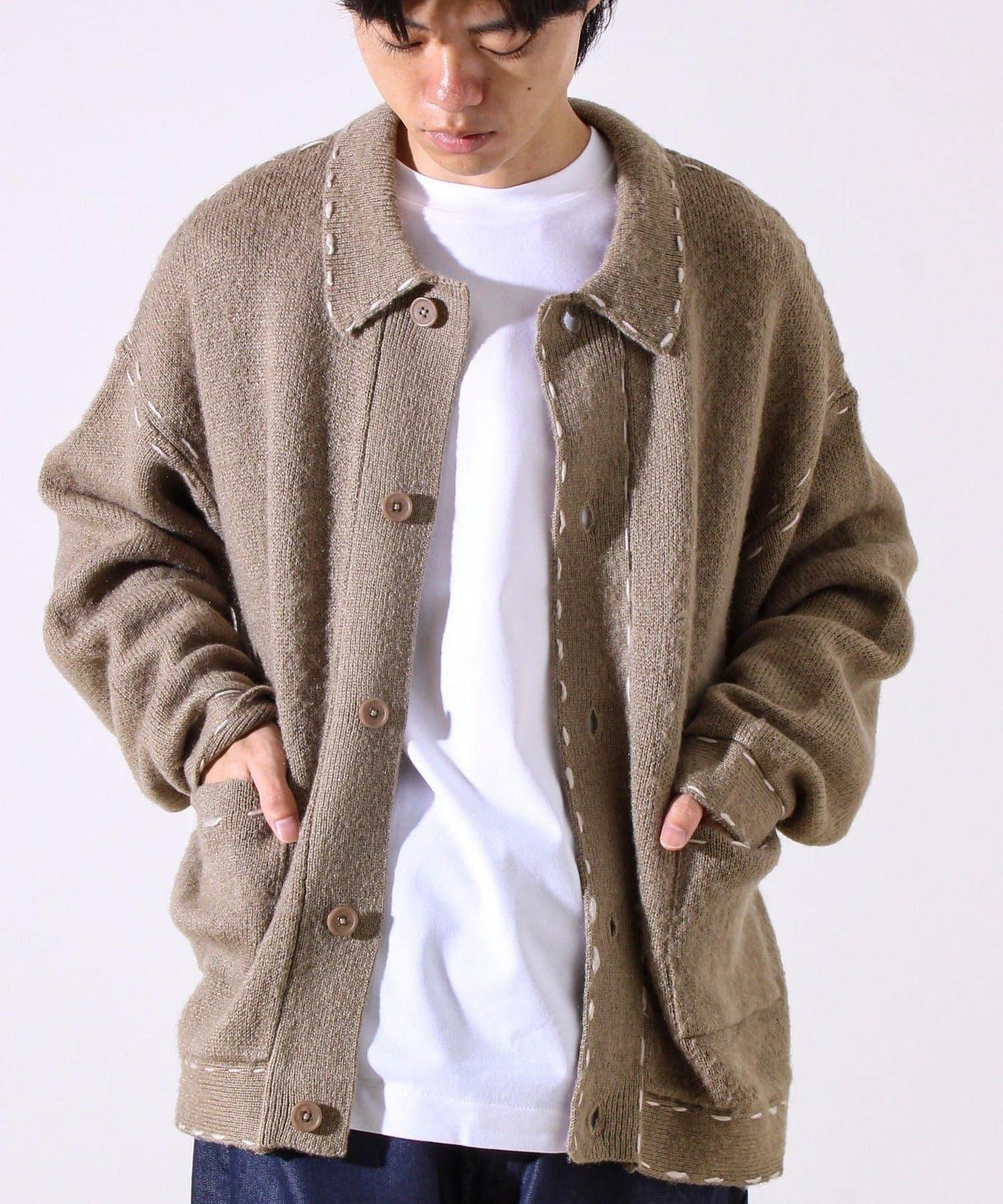 【男女同款】手工縫線針織夾克