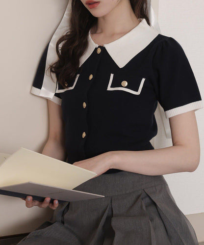 【one after another】拼色針織衫