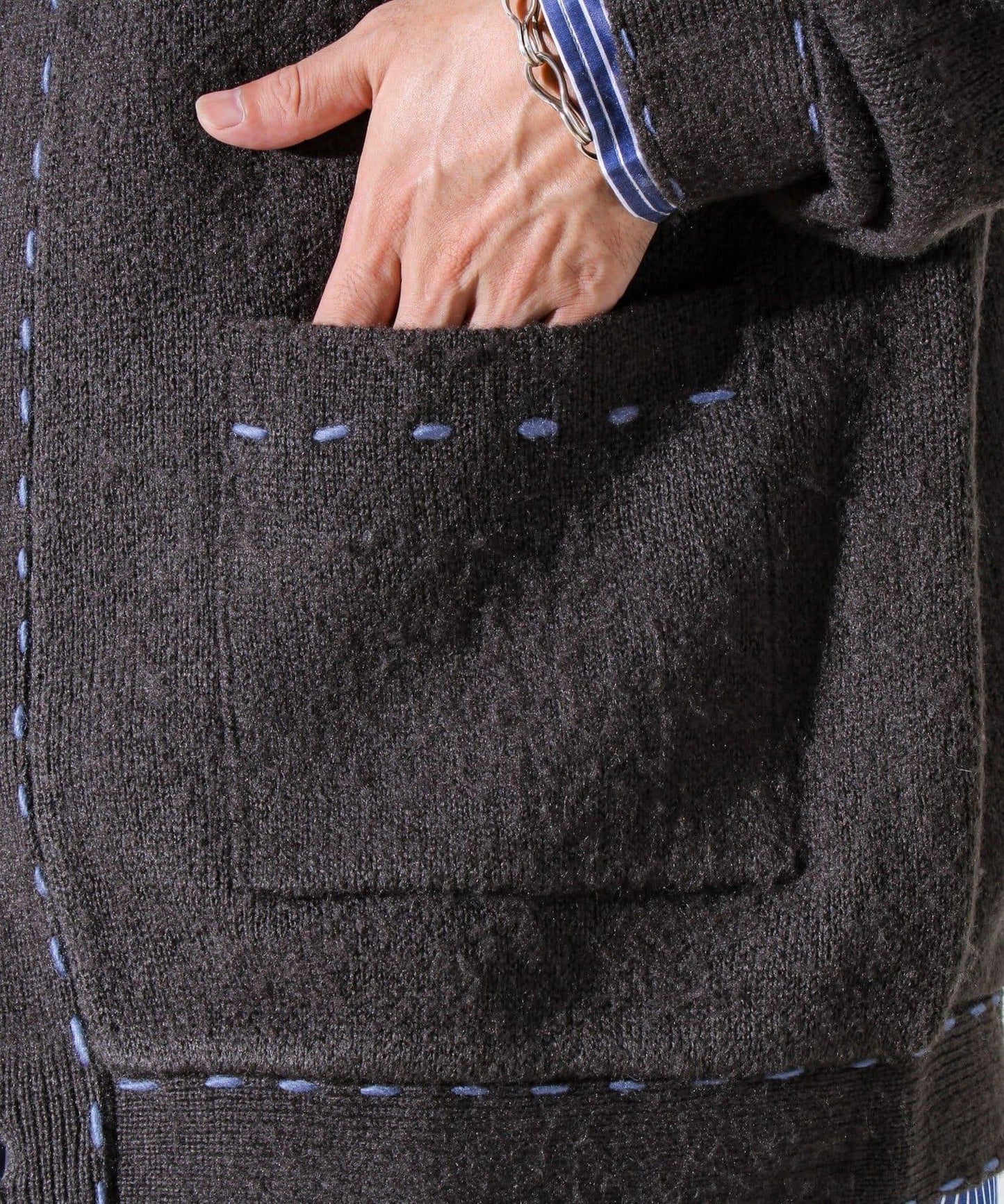 【男女同款】手工縫線針織夾克