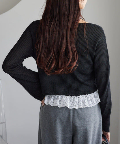 【one after another】珠飾紐扣亮絲透視開衫