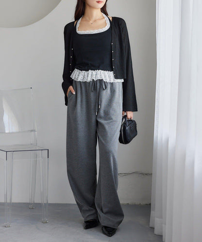 【one after another】珠飾紐扣亮絲透視開衫