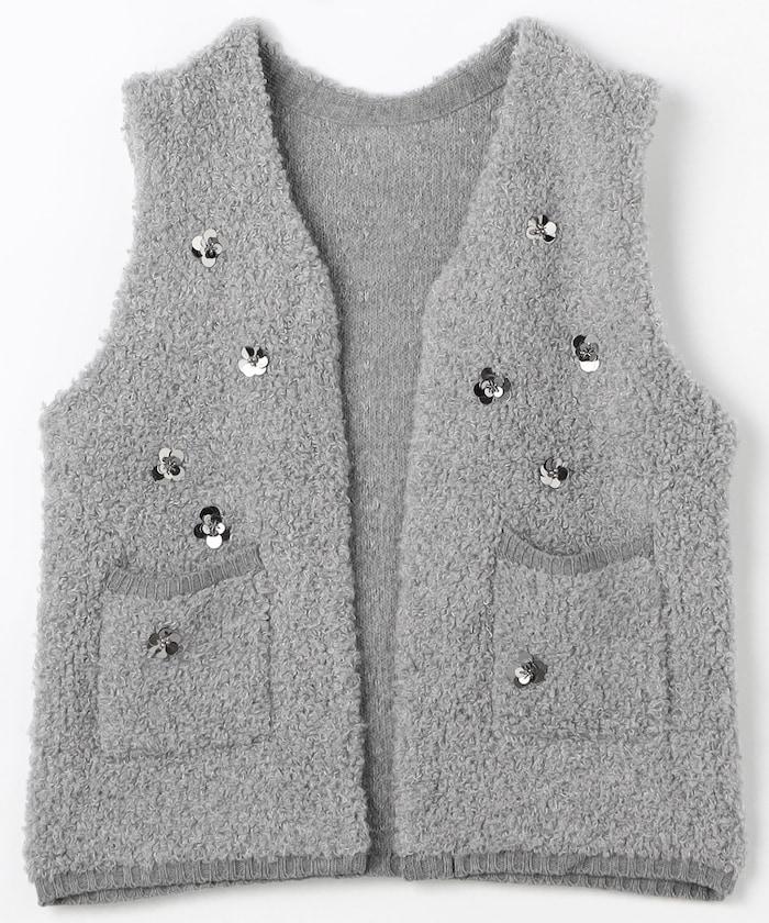 花卉寶石裝飾針織背心