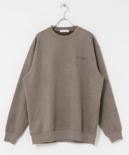 刺繡仿麂皮圓領衛衣