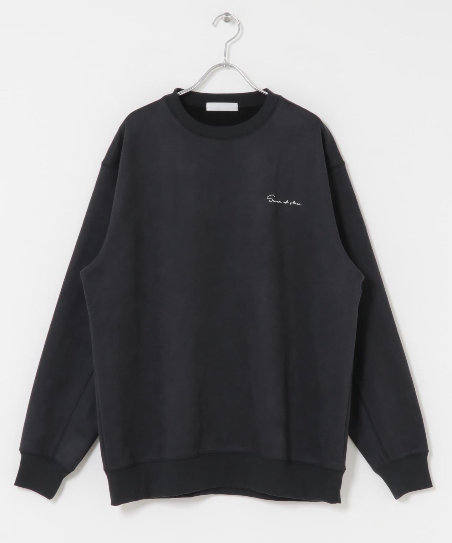 刺繡仿麂皮圓領衛衣