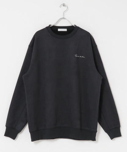 刺繡仿麂皮圓領衛衣