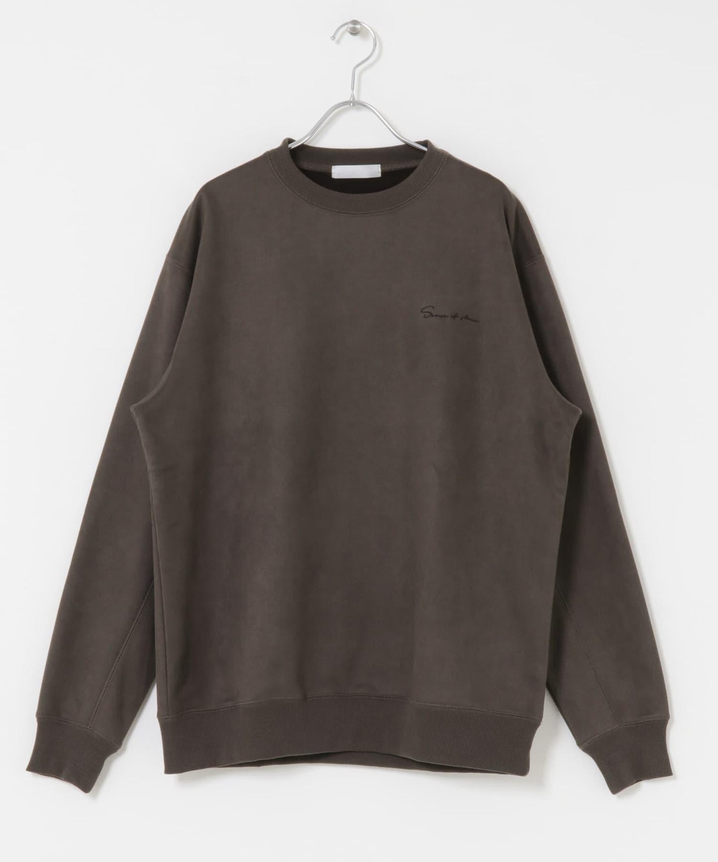 刺繡仿麂皮圓領衛衣