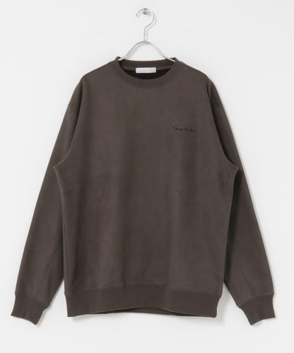 刺繡仿麂皮圓領衛衣