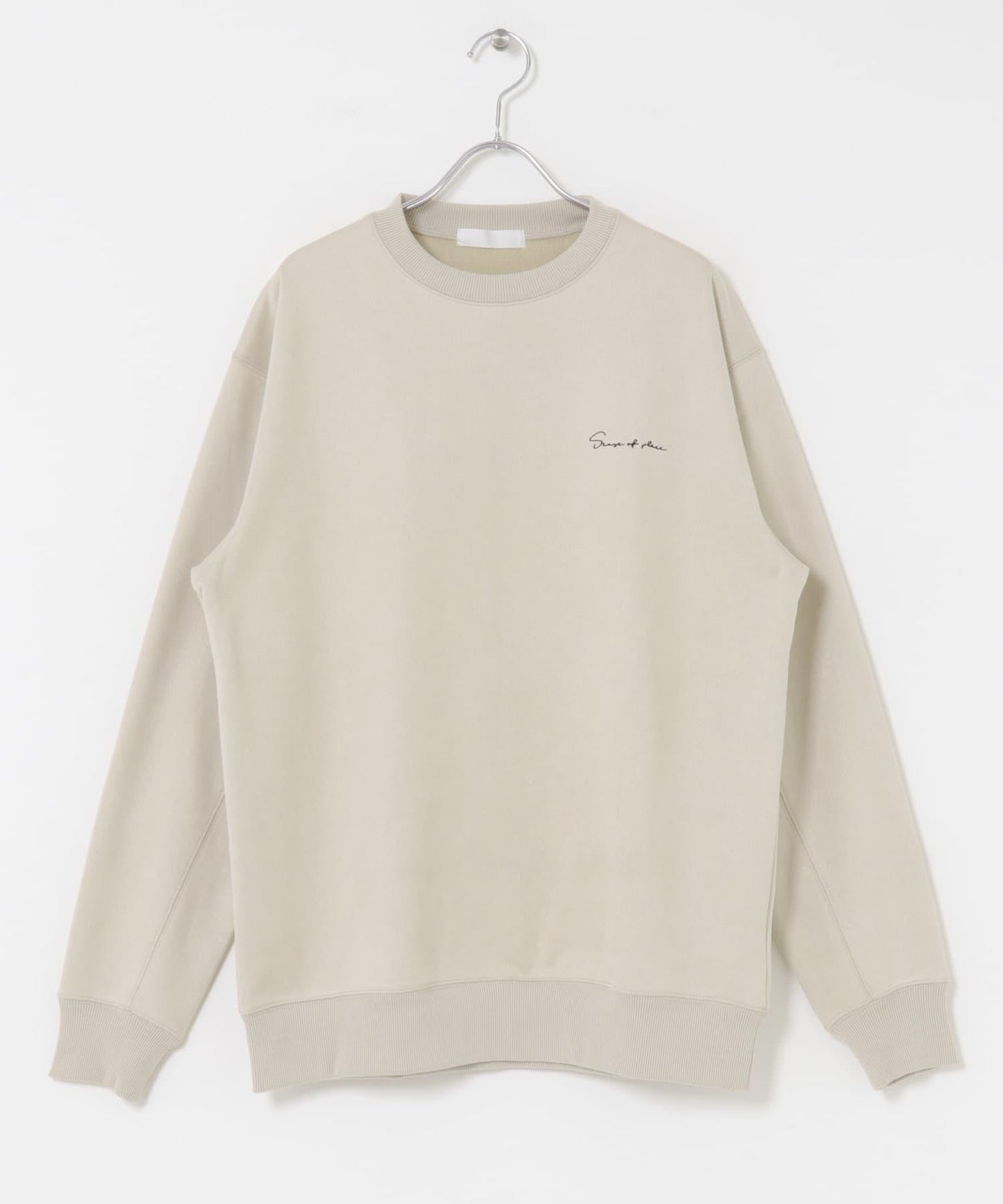 刺繡仿麂皮圓領衛衣