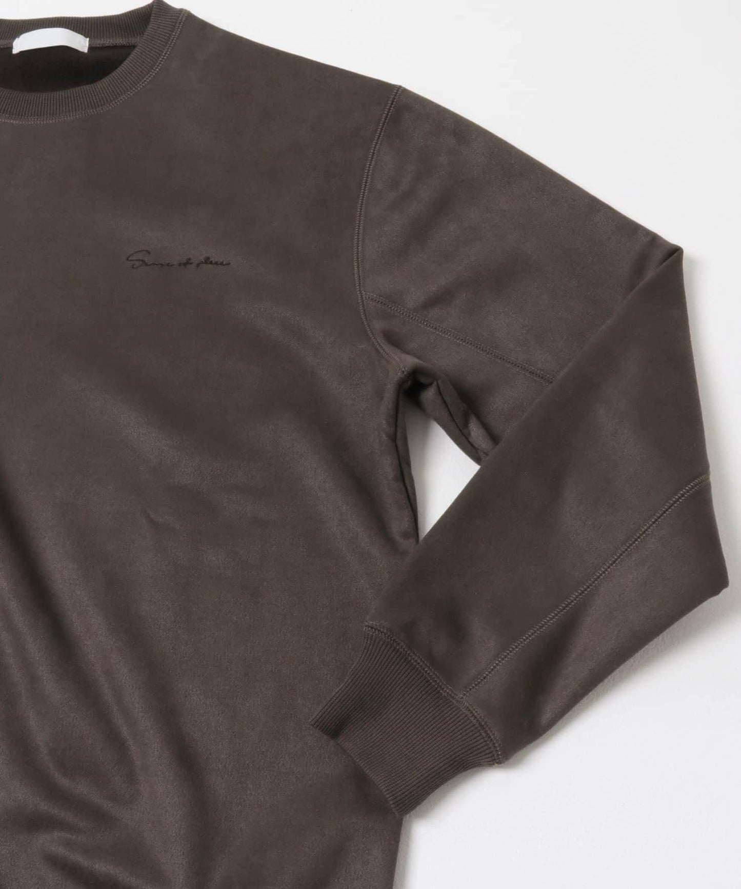 刺繡仿麂皮圓領衛衣