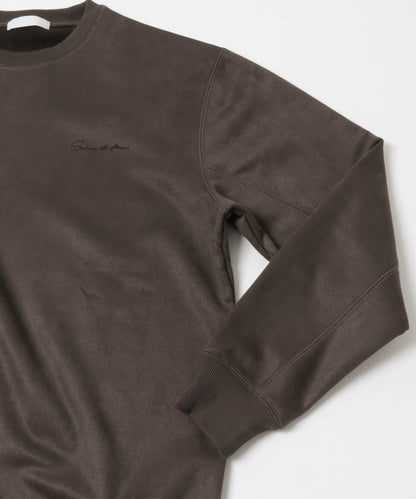 刺繡仿麂皮圓領衛衣