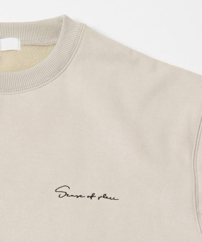 刺繡仿麂皮圓領衛衣