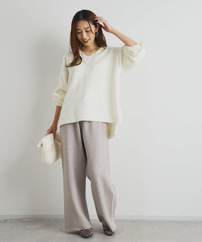 舒適穿著感側邊條紋針織褲