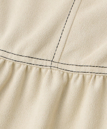 前後兩穿仿桃皮絨拼接連衣裙