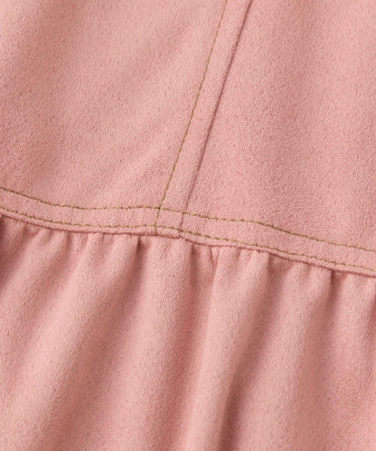 前後兩穿仿桃皮絨拼接連衣裙