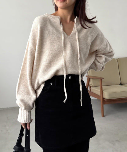 【前後兩穿】柔軟蓬鬆兩穿V領針織衫