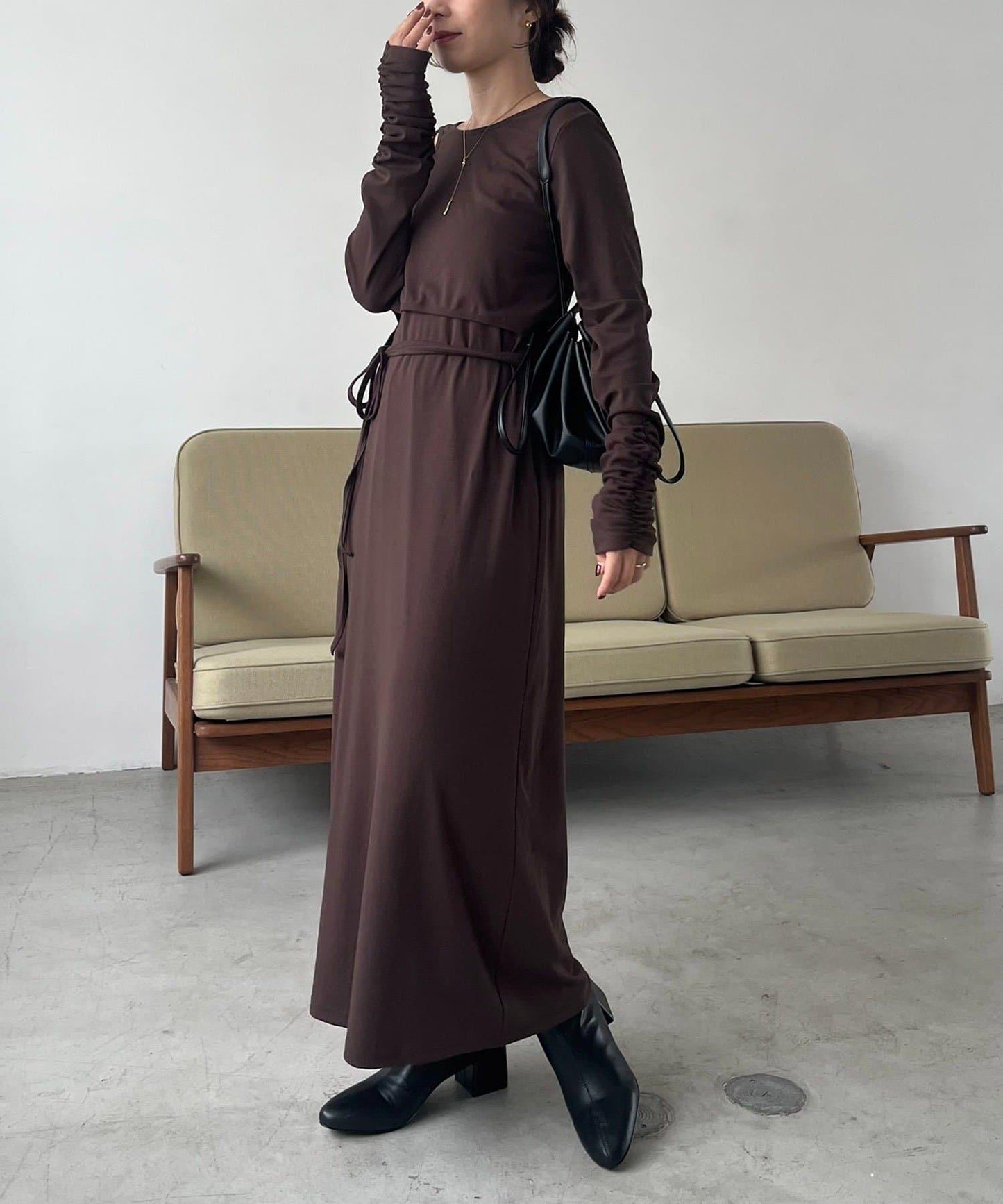 【CAPRICIEUX LE'MAGE】拼接不對稱連衣裙