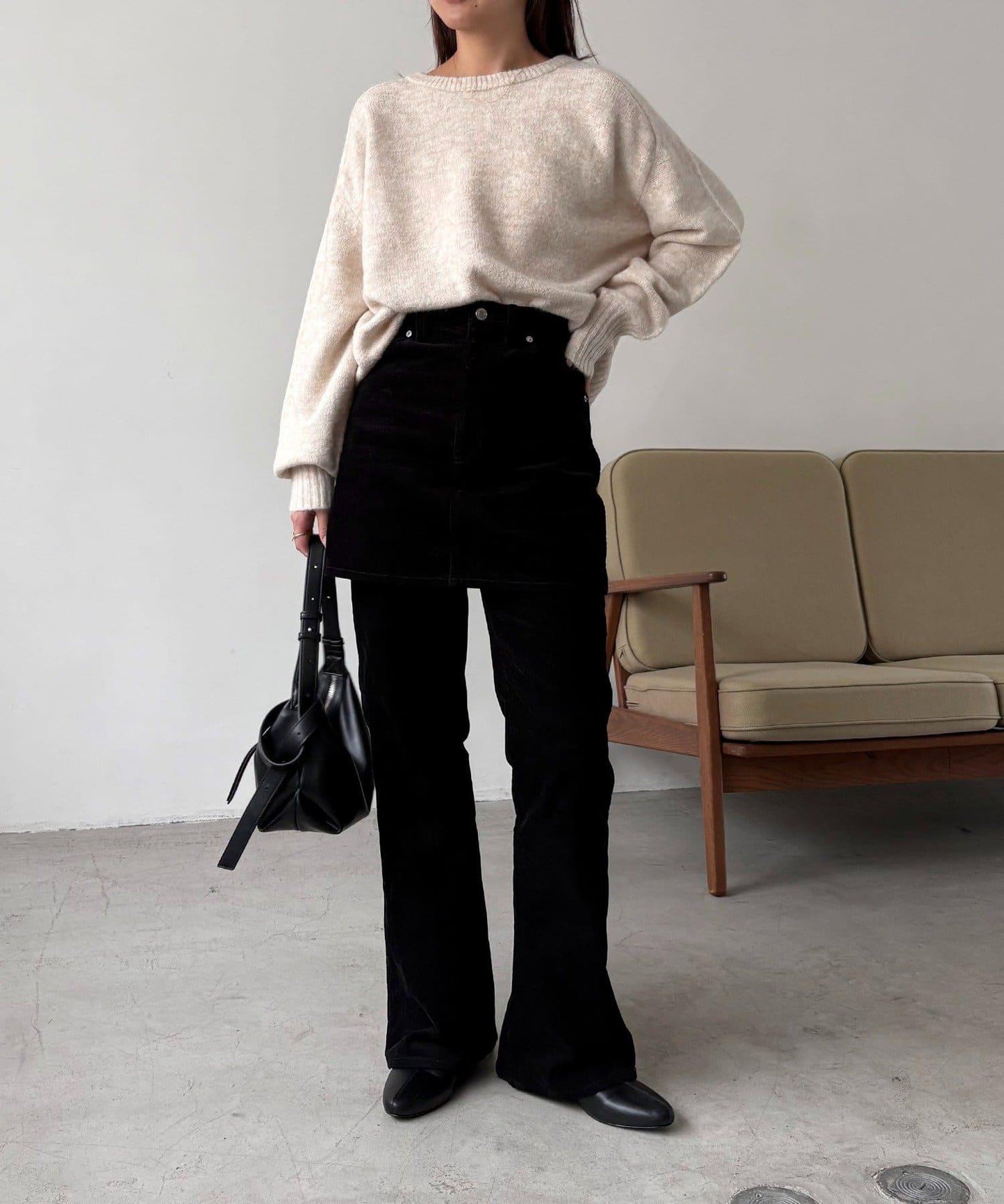 【前後兩穿】柔軟蓬鬆兩穿V領針織衫