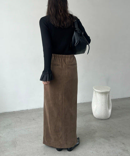 麂皮拉鍊半身裙