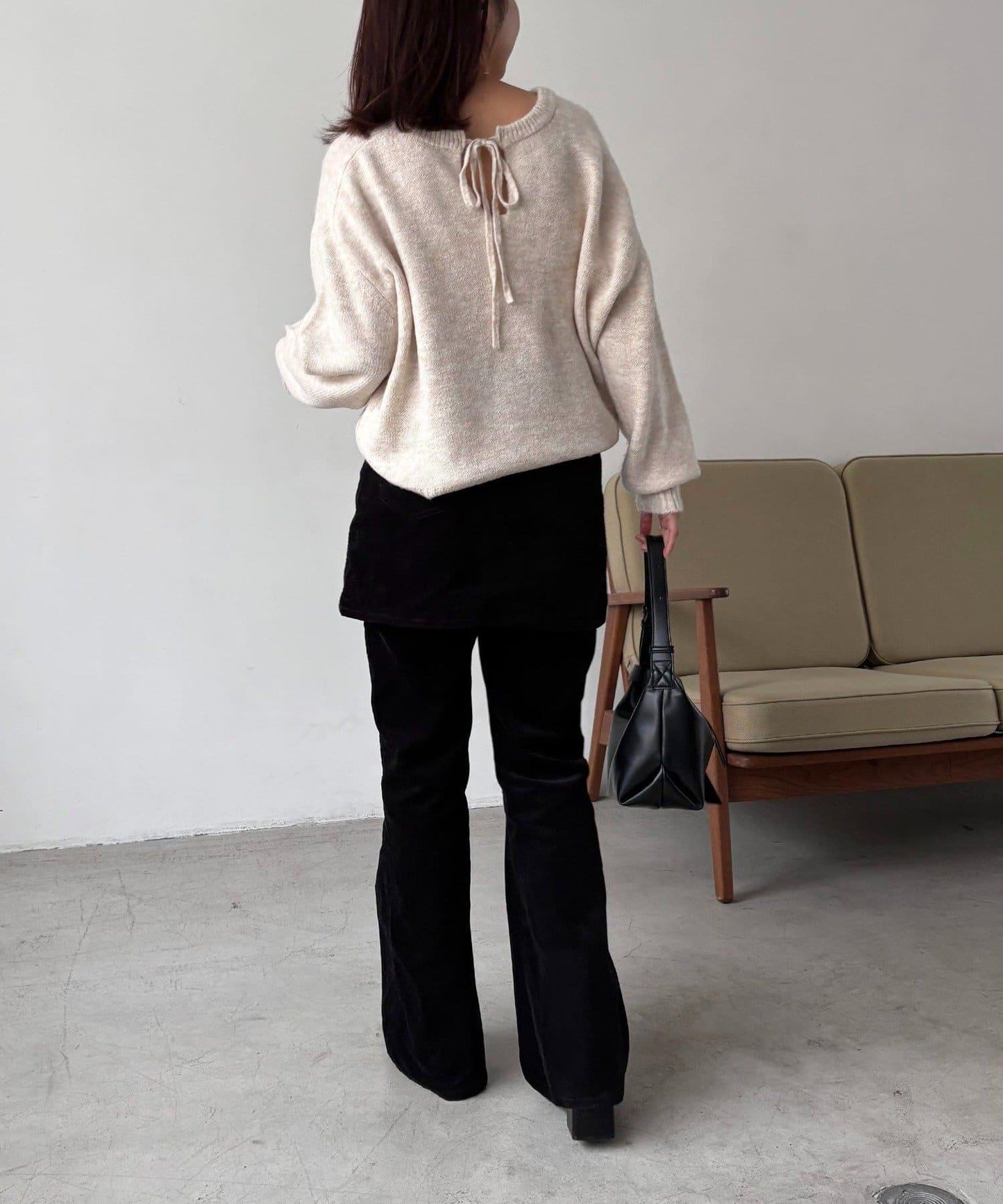 【前後兩穿】柔軟蓬鬆兩穿V領針織衫