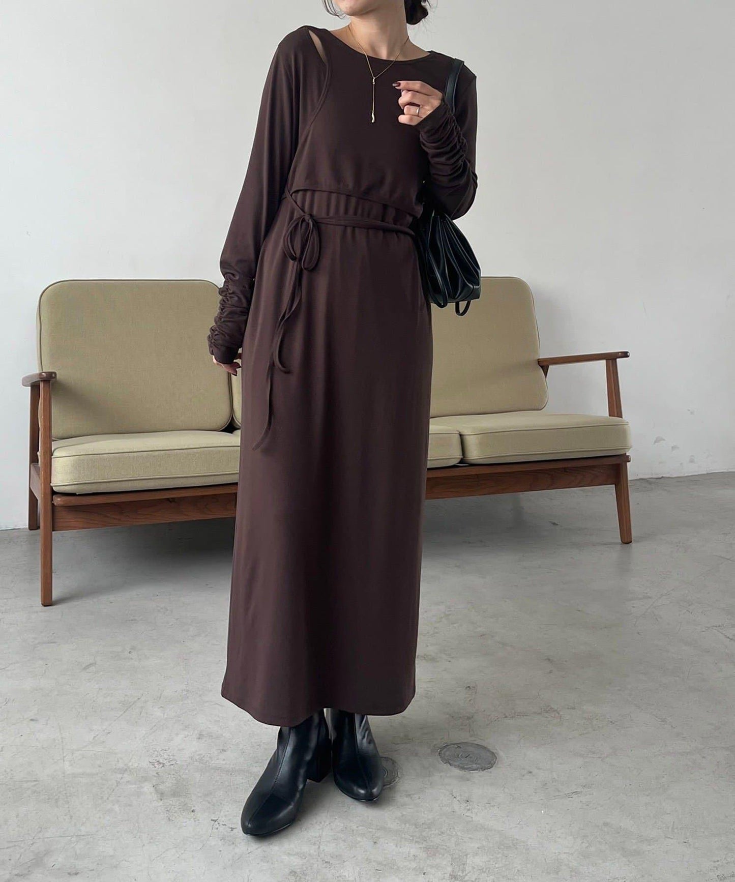 【CAPRICIEUX LE'MAGE】拼接不對稱連衣裙