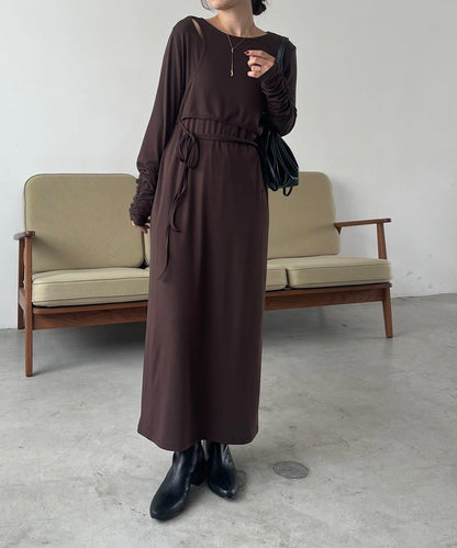 【CAPRICIEUX LE'MAGE】拼接不對稱連衣裙