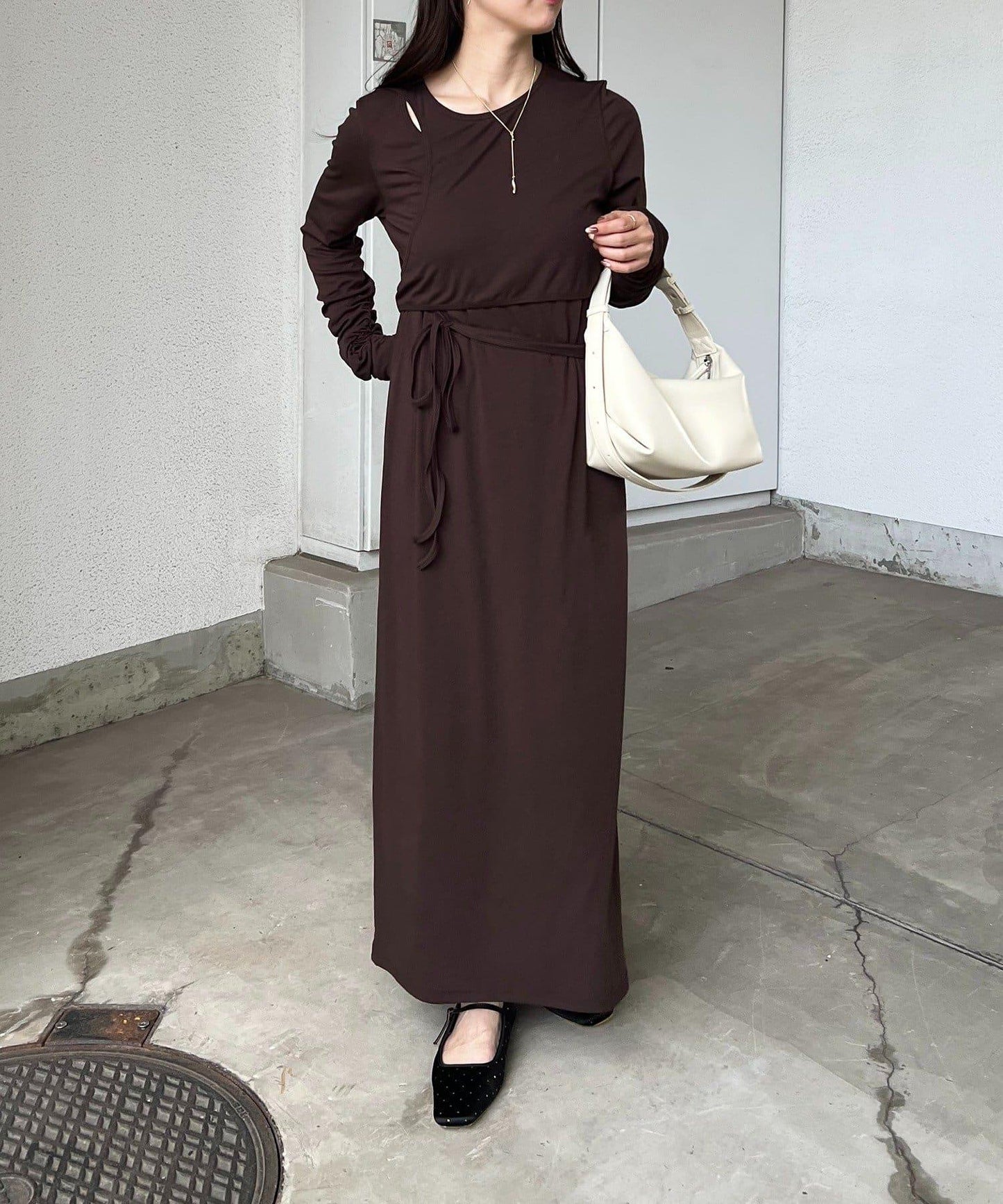 【CAPRICIEUX LE'MAGE】拼接不對稱連衣裙