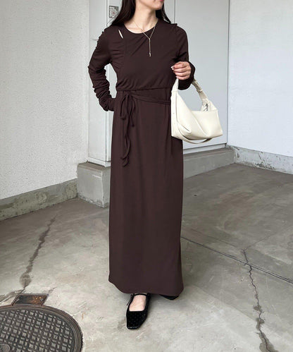 【CAPRICIEUX LE'MAGE】拼接不對稱連衣裙