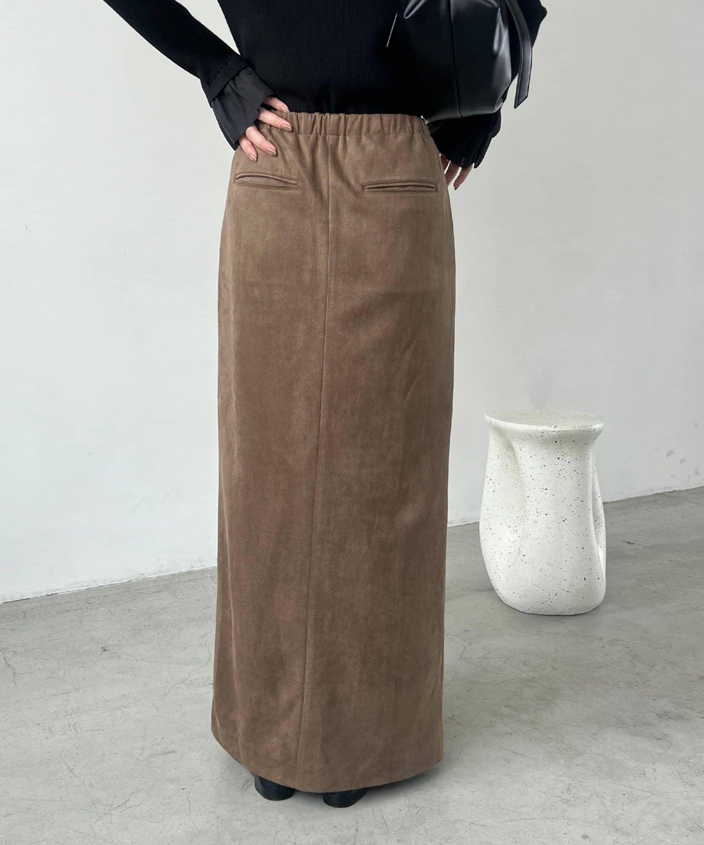 麂皮拉鍊半身裙