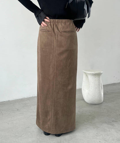 麂皮拉鍊半身裙