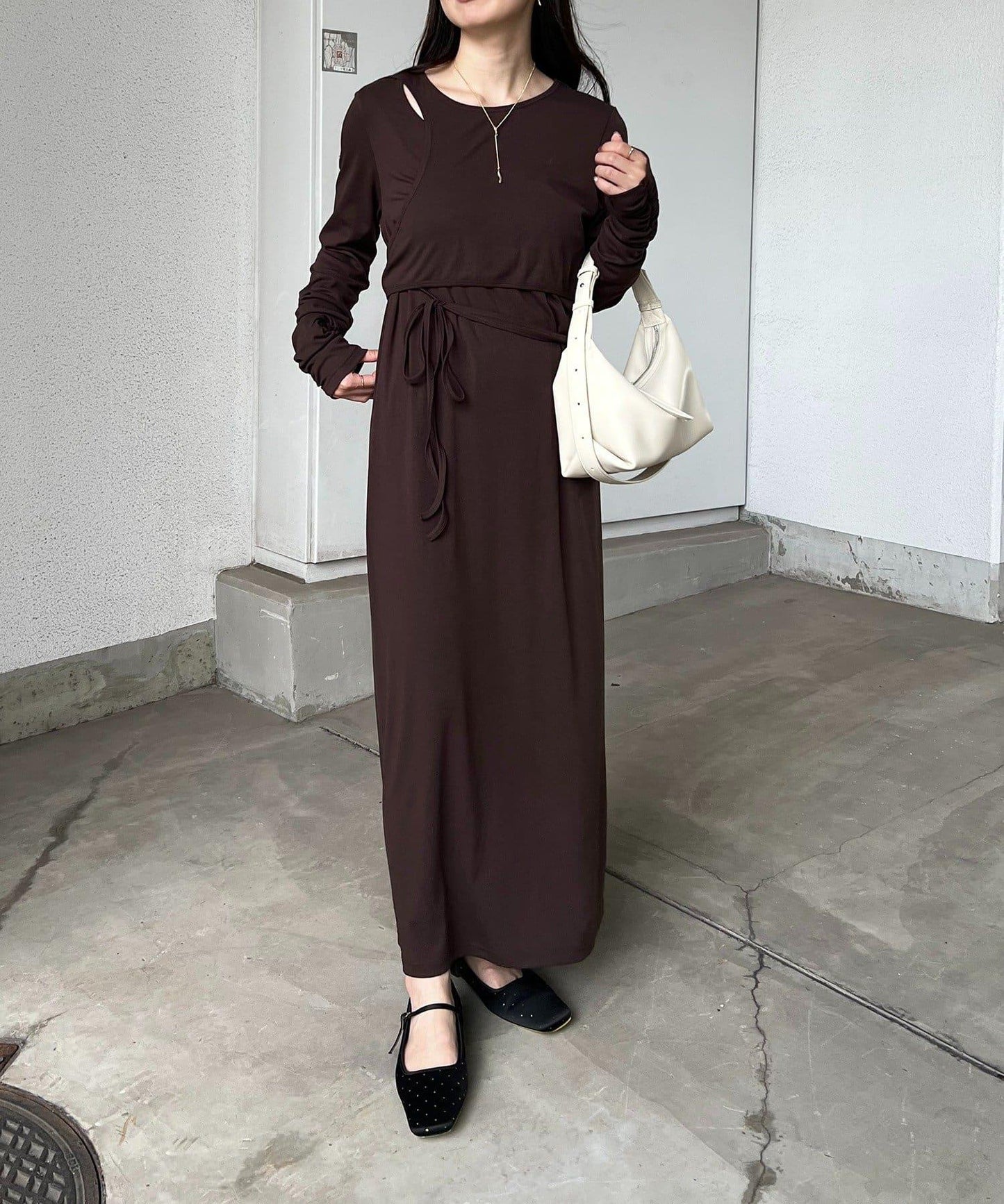 【CAPRICIEUX LE'MAGE】拼接不對稱連衣裙