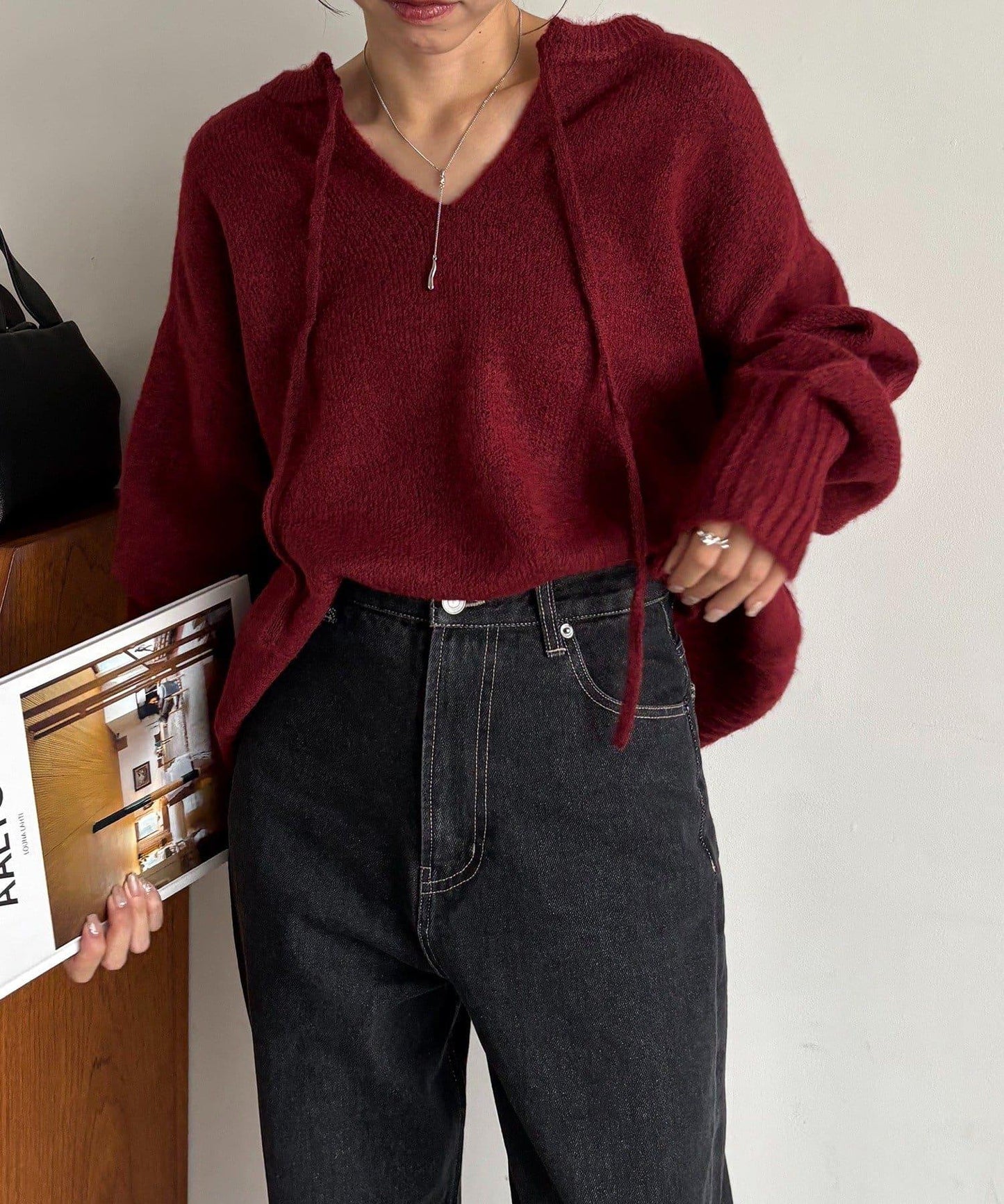 【前後兩穿】柔軟蓬鬆兩穿V領針織衫