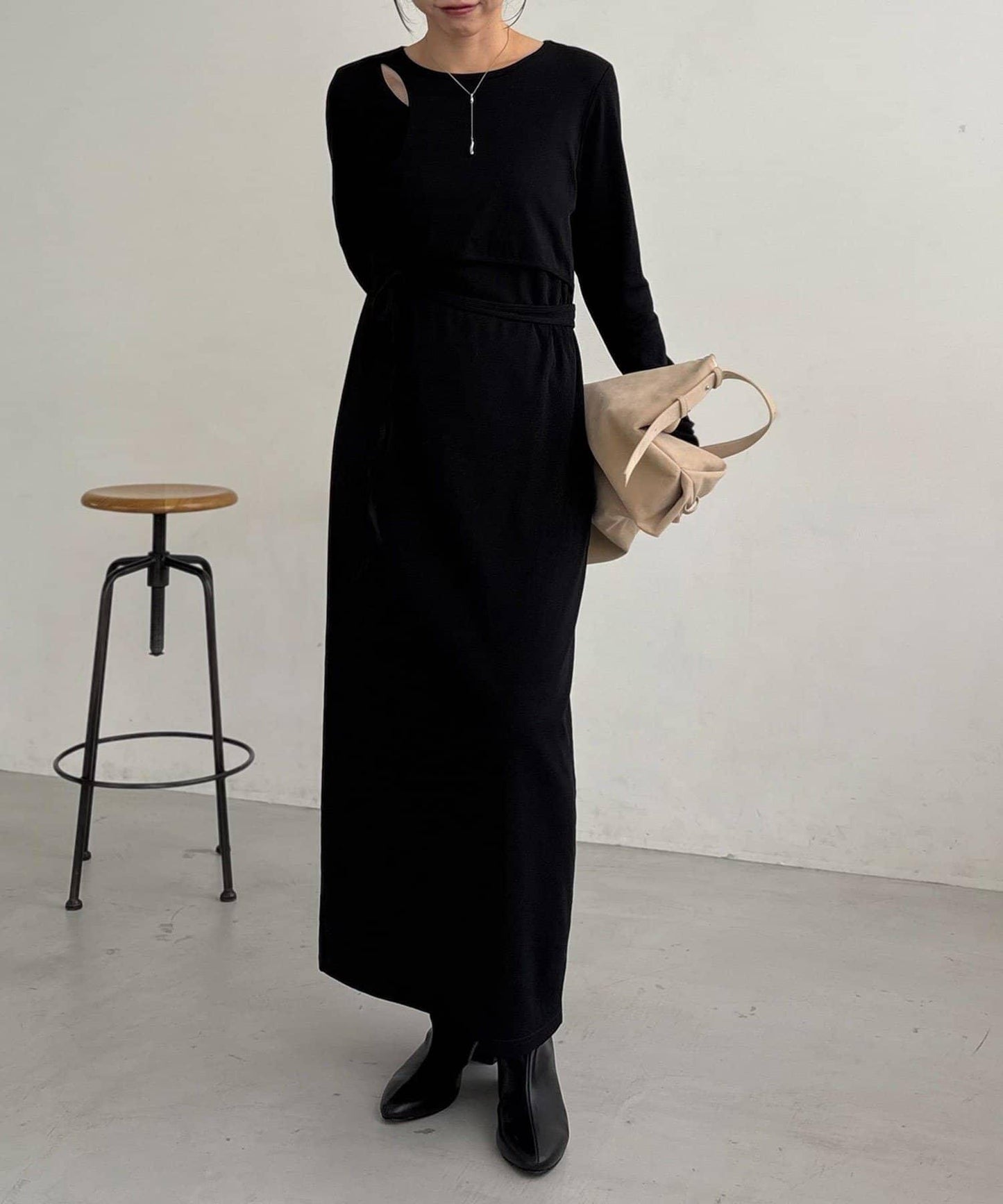 【CAPRICIEUX LE'MAGE】拼接不對稱連衣裙