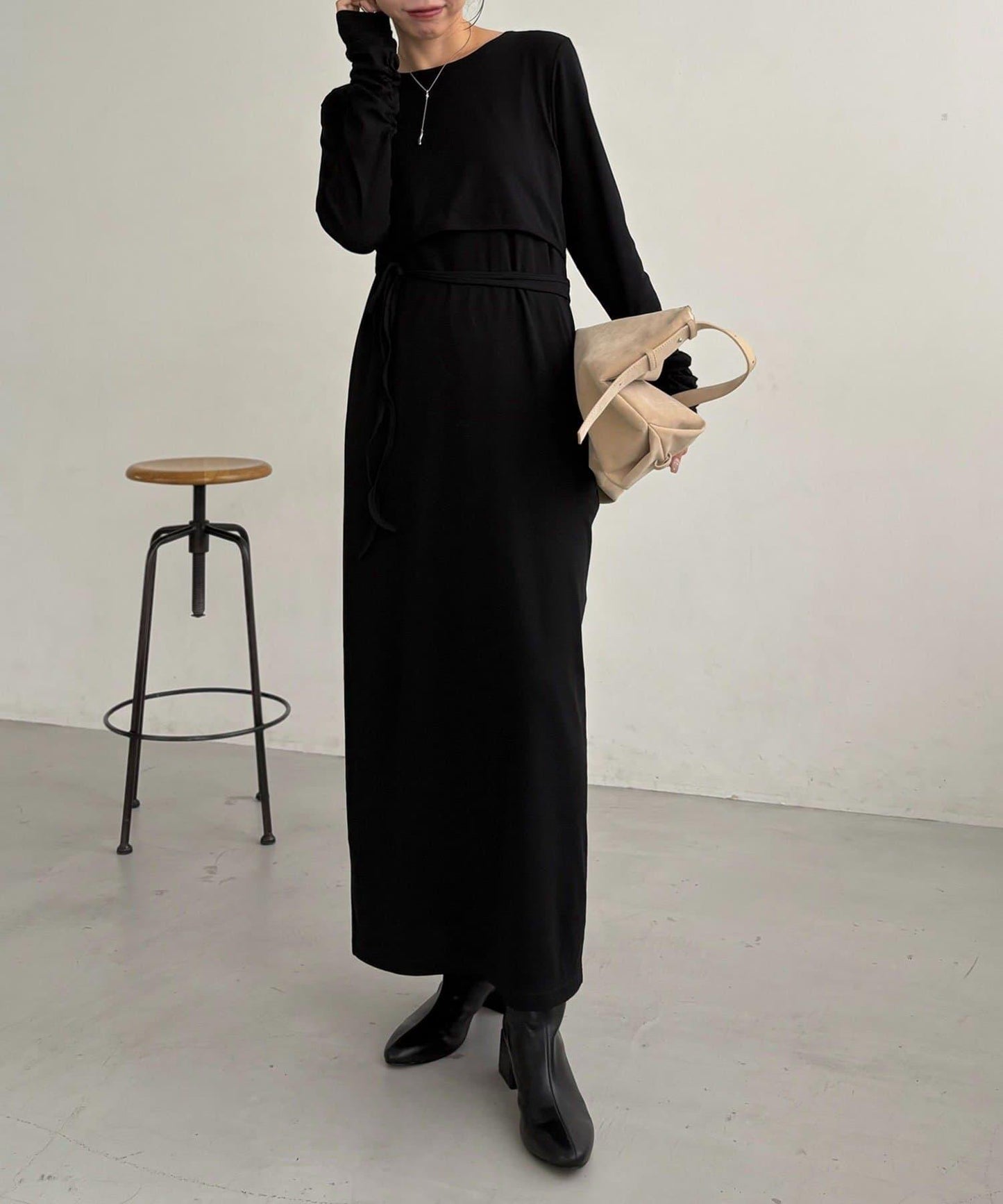 【CAPRICIEUX LE'MAGE】拼接不對稱連衣裙