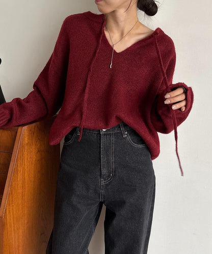 【前後兩穿】柔軟蓬鬆兩穿V領針織衫