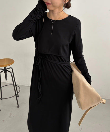 【CAPRICIEUX LE'MAGE】拼接不對稱連衣裙